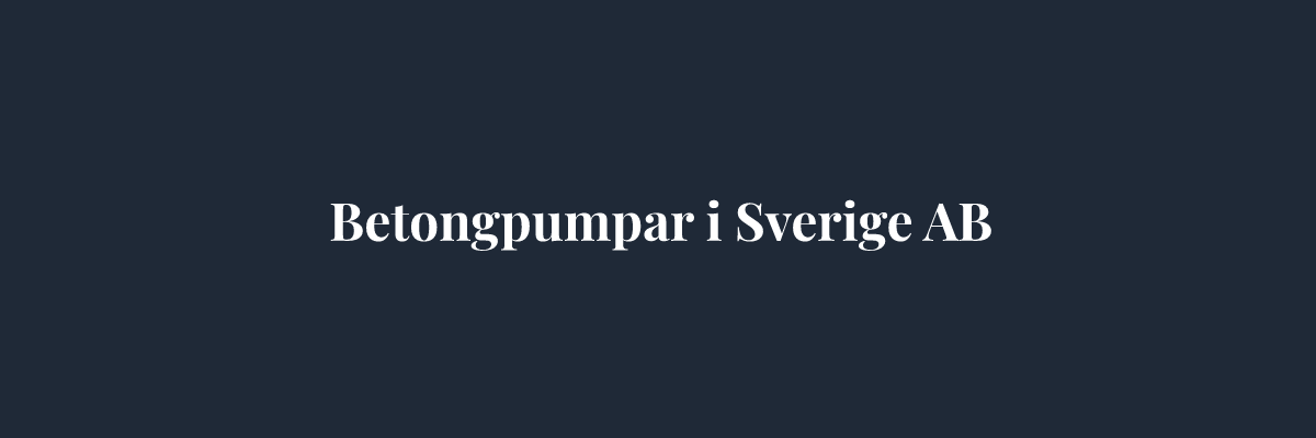 Betongpumpar i Sverige AB – Markarbete i Stockholm